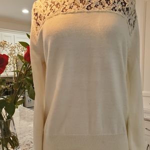 Like new Rena Rowan sweater with lace and pearl embellishment